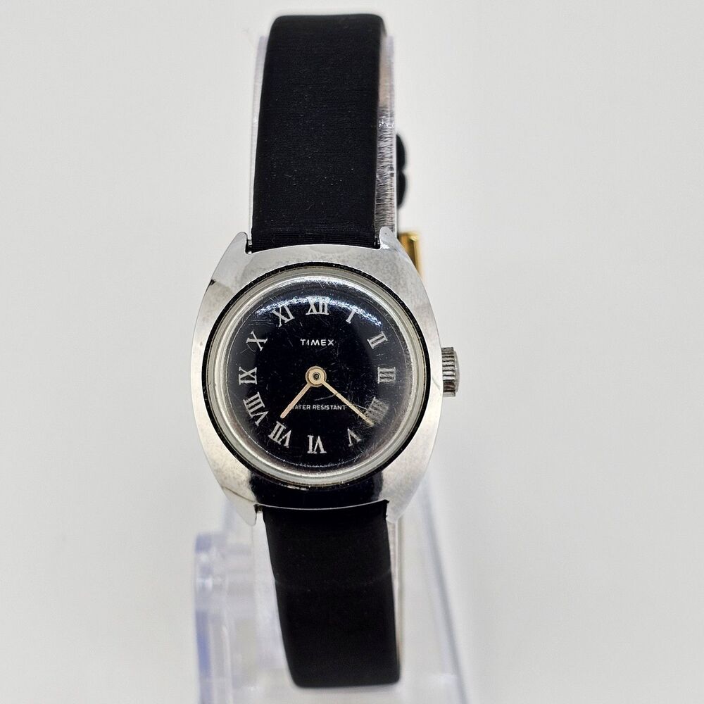 VTG Timex Women's‎ Watch 24MM Black Dial Bands Manual TESTED KEEPING TIME